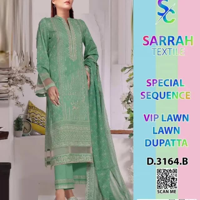3 Pcs Women's Lawn Embroidered Suit