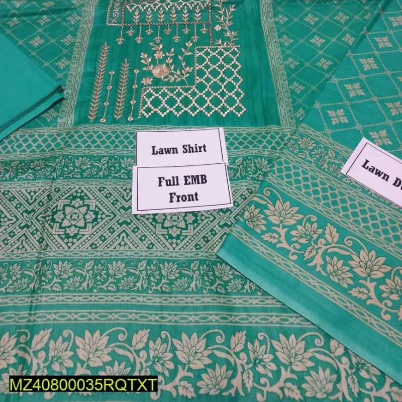 3 Pcs Women's Lawn Embroidered Suit